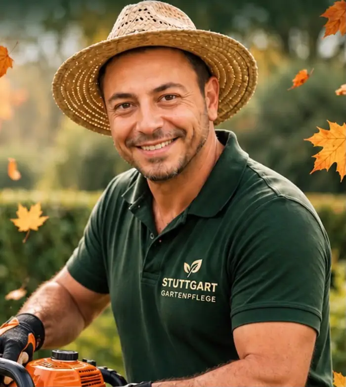 Chariton Athanasiadis, Inhaber von Stuttgart-Gartenpflege, bei der Gartenarbeit